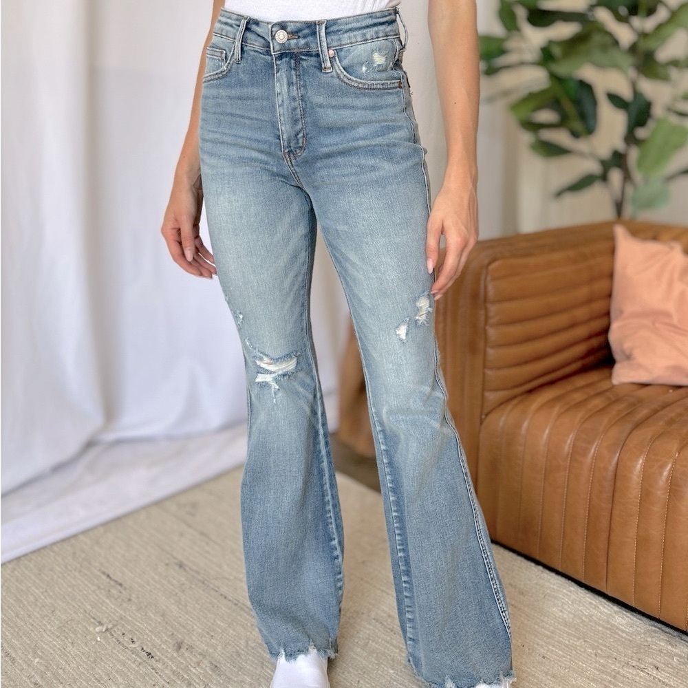 Judy Blue Full Size Medium Rise Tummy Control Destroy Flare ON SALE*